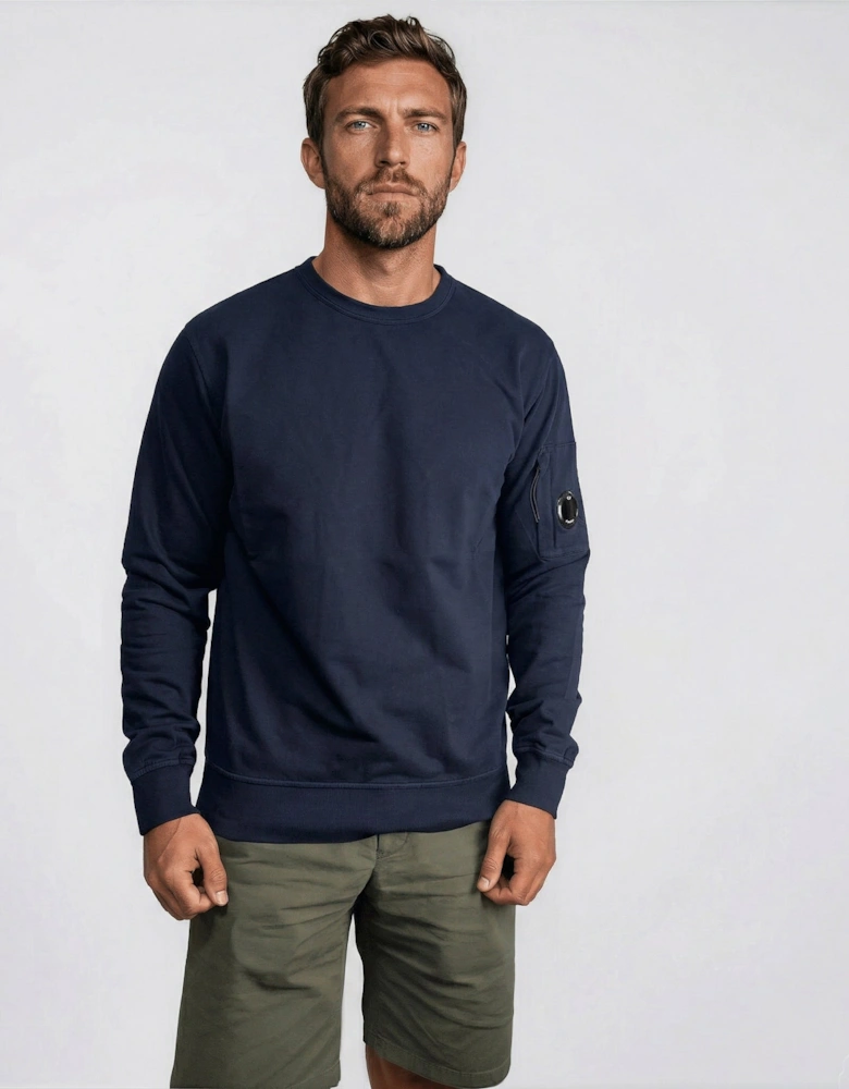 CP Company Lens Light Fleece Crewneck Sweatshirt Navy