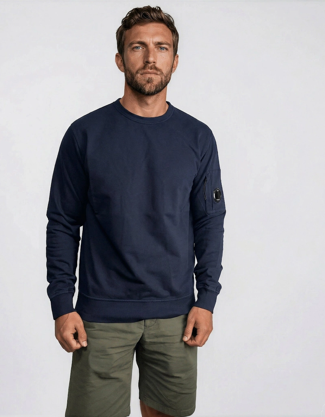 CP Company Lens Light Fleece Crewneck Sweatshirt Navy