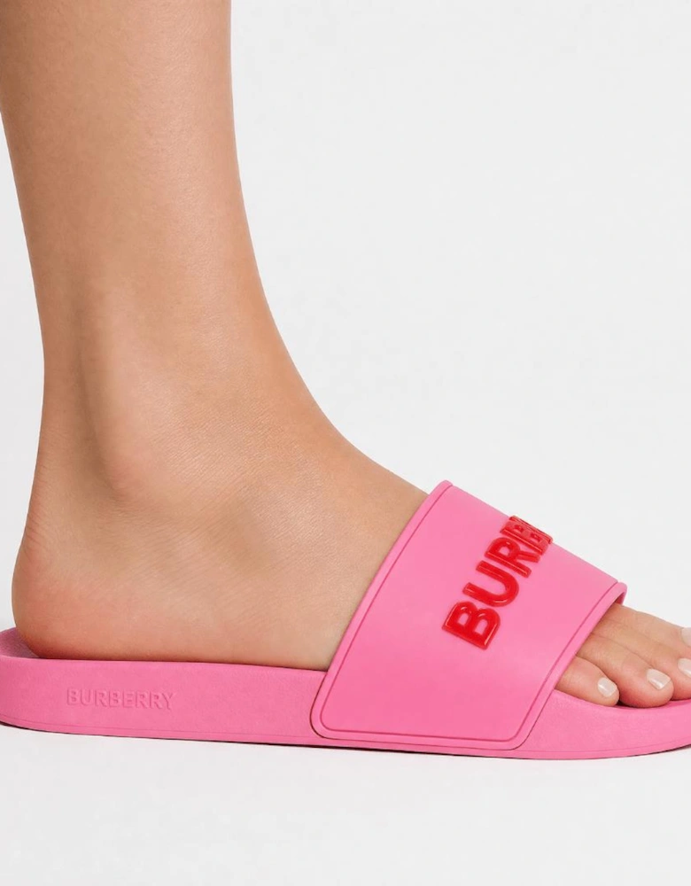Burberry Logo Tech Furley Sliders Bubblegum Pink