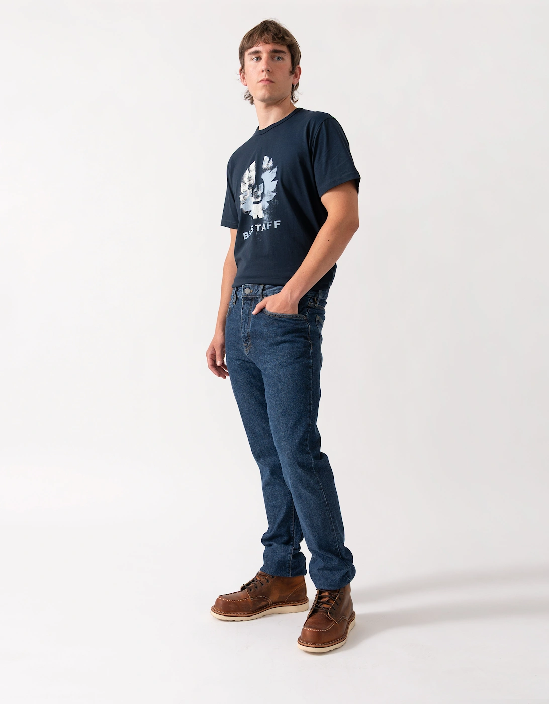 Belstaff B69 Mens Regular Fit Mid-Rise Jeans - Washed Indigo