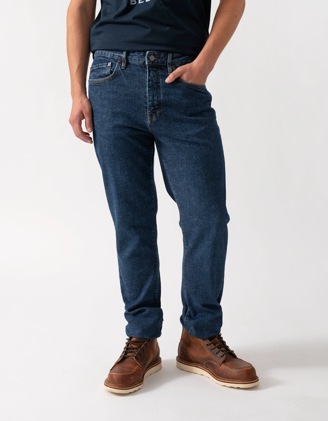 Belstaff B69 Mens Regular Fit Mid-Rise Jeans - Washed Indigo