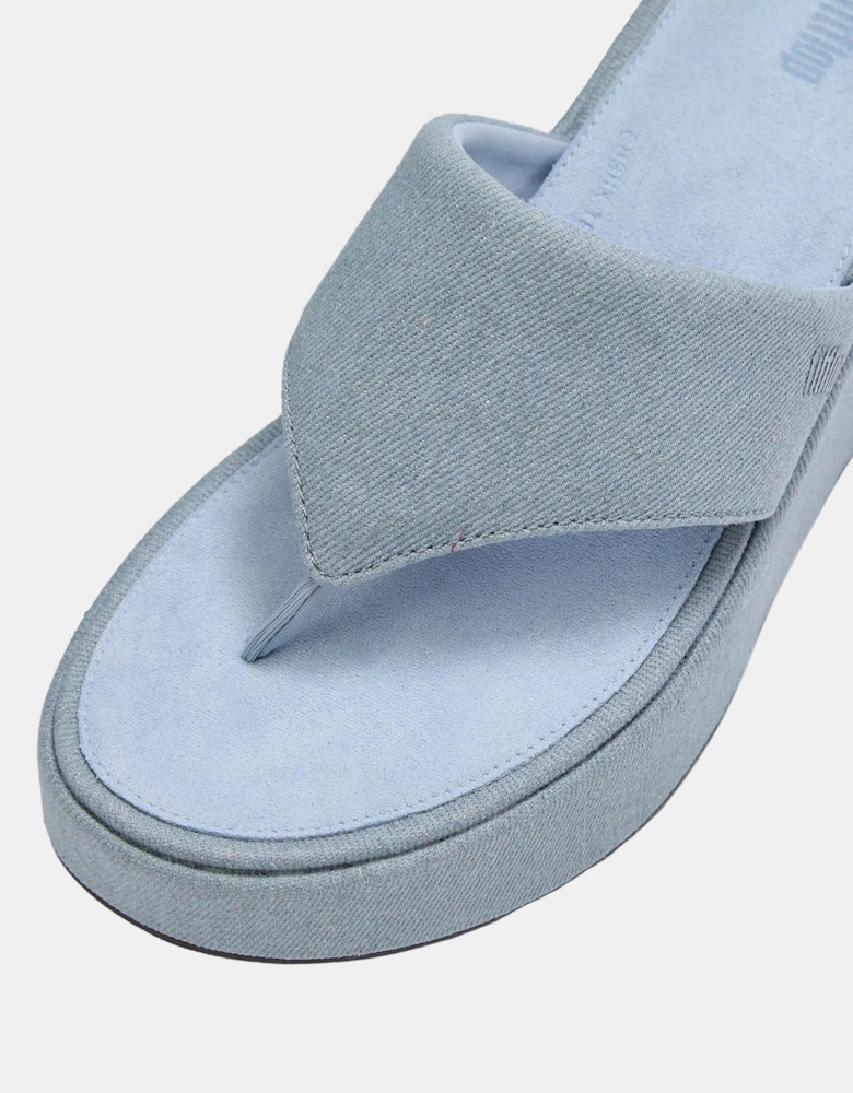 FitFlop Womens PLATFFORMS Denim Wedge Toe-Post Sandals - Light Denim E01