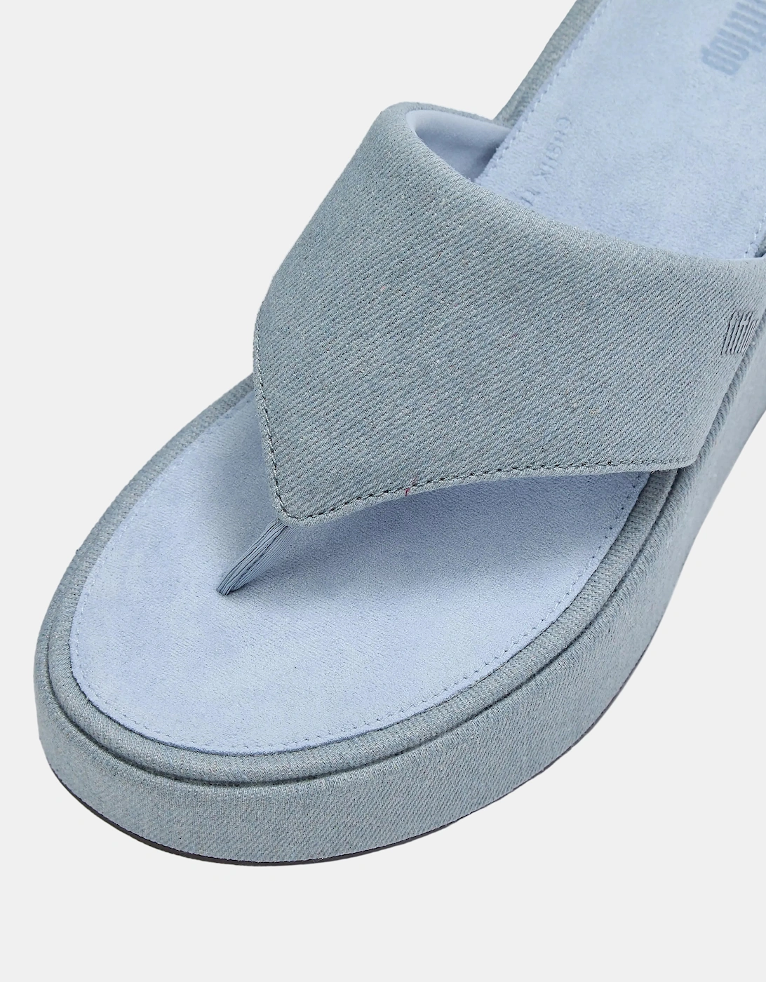 FitFlop Womens PLATFFORMS Denim Wedge Toe-Post Sandals - Light Denim E01