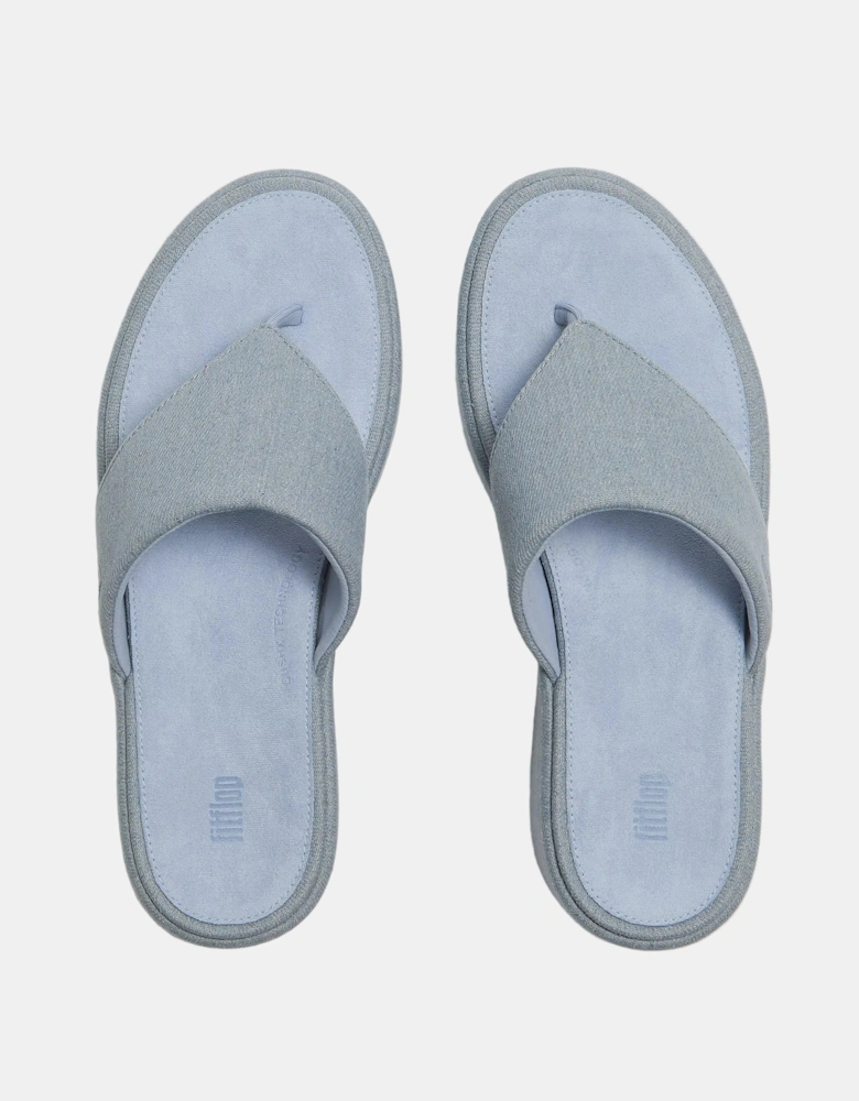 FitFlop Womens PLATFFORMS Denim Wedge Toe-Post Sandals - Light Denim E01