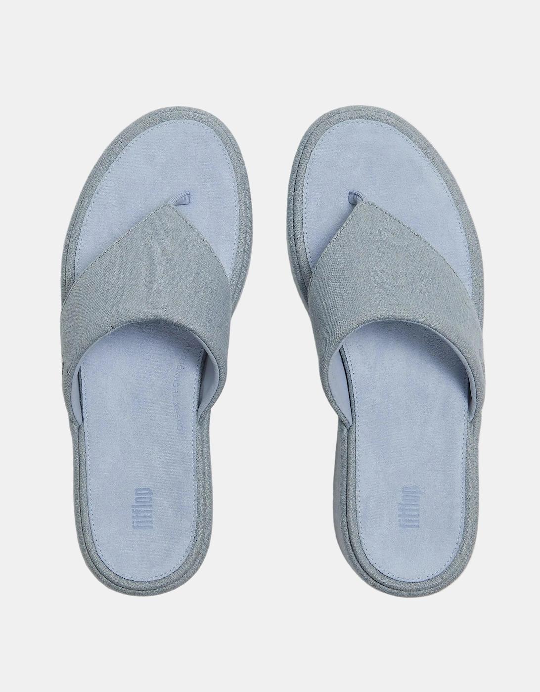 FitFlop Womens PLATFFORMS Denim Wedge Toe-Post Sandals - Light Denim E01