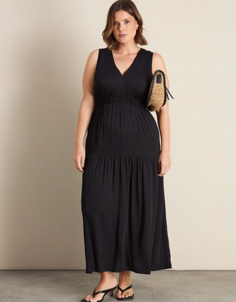 Black Tiered Sleeveless Maxi Dress