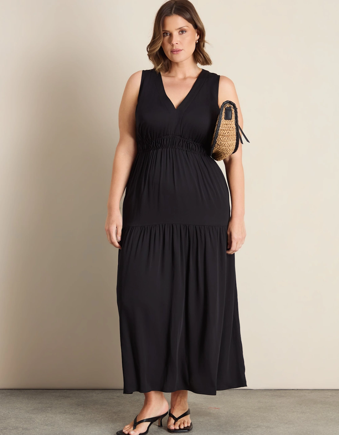 Black Tiered Sleeveless Maxi Dress, 6 of 5