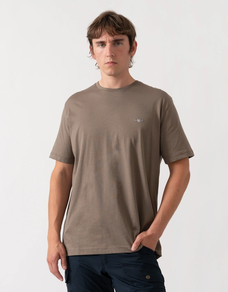 GANT Mens Regular Fit Short Sleeve Shield Logo T-Shirt - 260 Faded Taupe