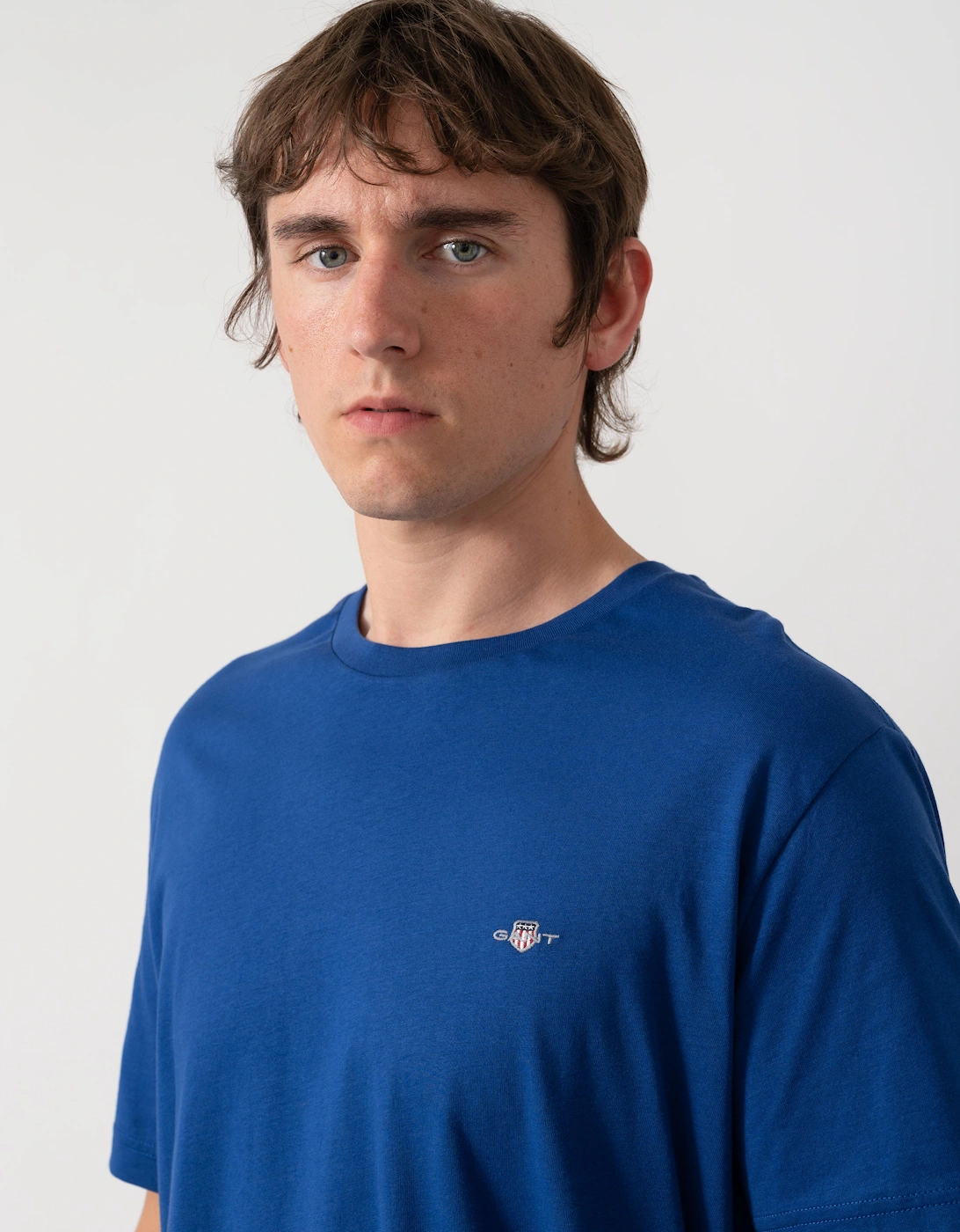 GANT Mens Regular Fit Short Sleeve Shield Logo T-Shirt - 435 Crisp Blue