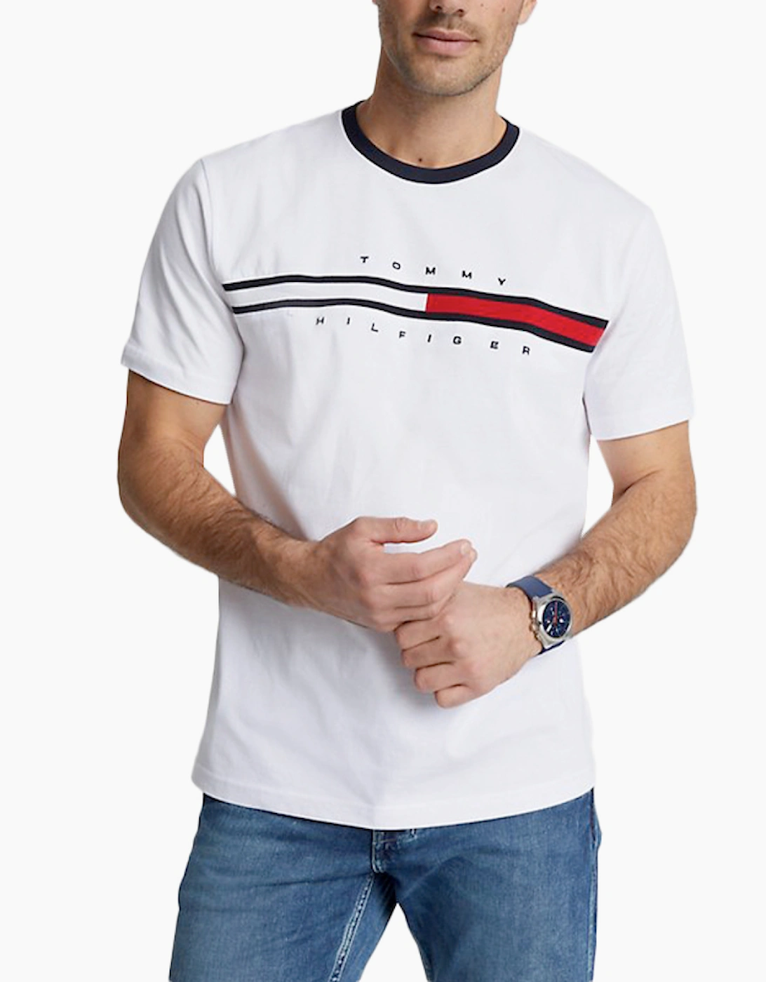 TOMMY HILFIGER Mens T Shirts Short Sleeve Summer Crew Neck Top Casual Cotton Tee, 2 of 1