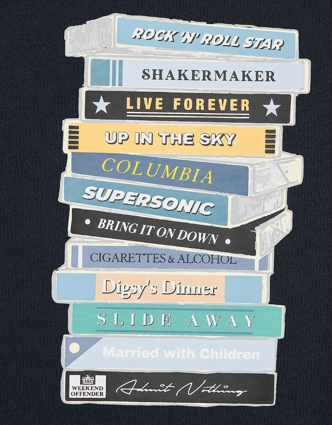 Weekend Offender Mens T Shirts Cassetes Graphic Top