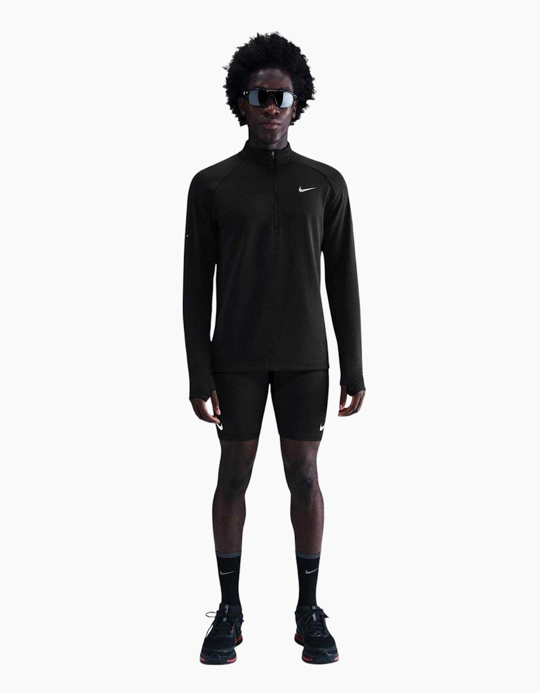 Nike Men's Black Quarter Zip Running Base Layer Top - Size: 40