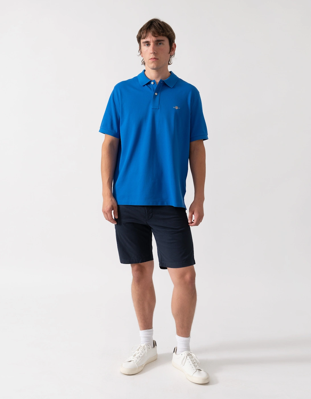 GANT Mens Regular Fit Short Sleeve Shield Logo Pique Polo - 422 Nautical Blue