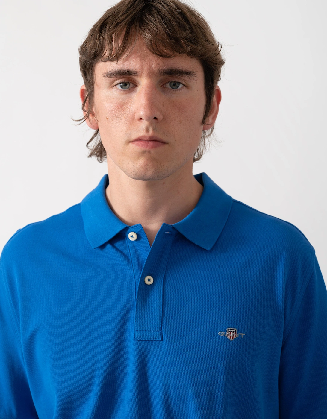 GANT Mens Regular Fit Short Sleeve Shield Logo Pique Polo - 422 Nautical Blue