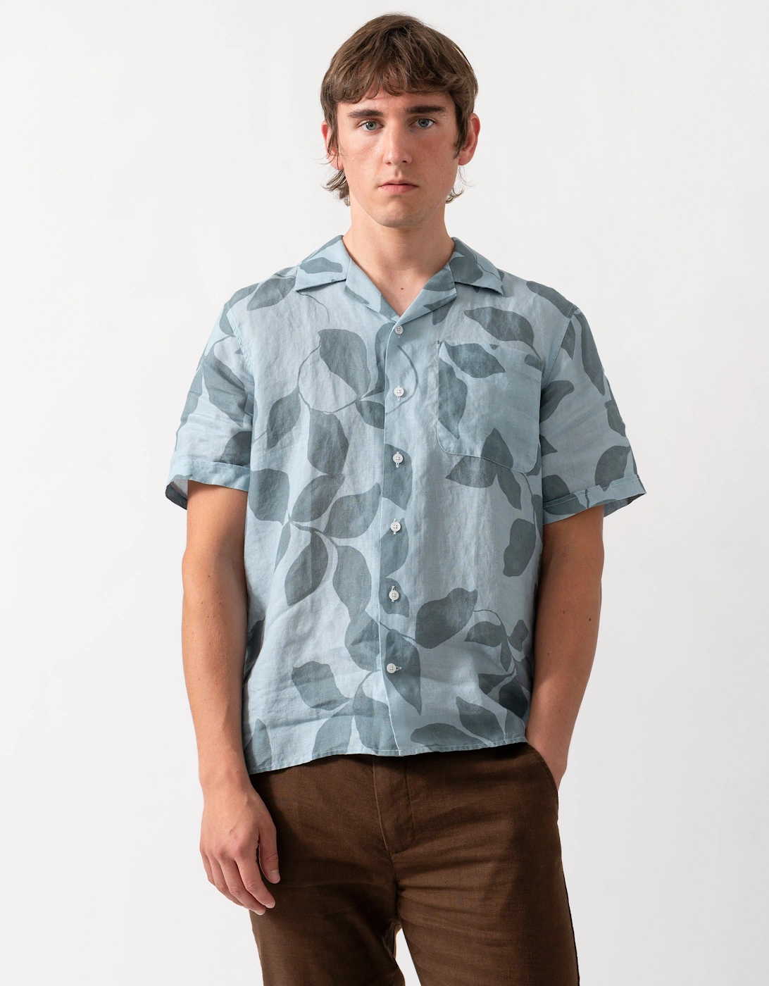 Oliver Sweeney Marvao Mens Linen Shirt - Blue
