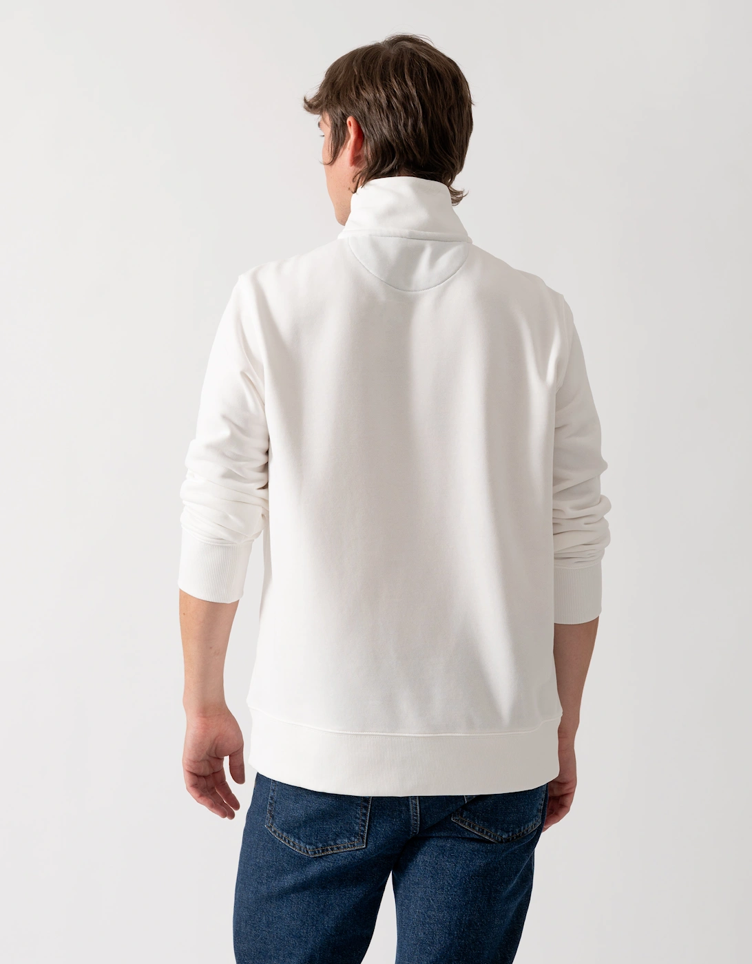 GANT Mens Regular Fit Shield Logo Half Zip Sweatshirt - 113 Eggshell