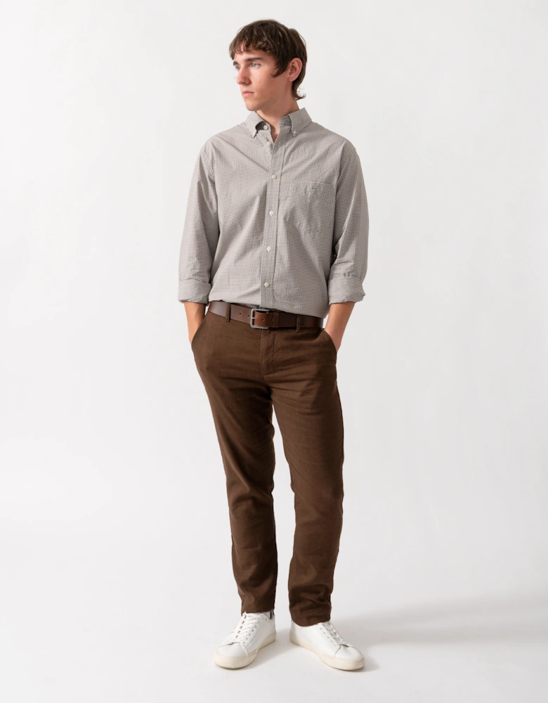 GANT Mens Regular Fit Classic Poplin Gingham Shirt - 260 Faded Taupe