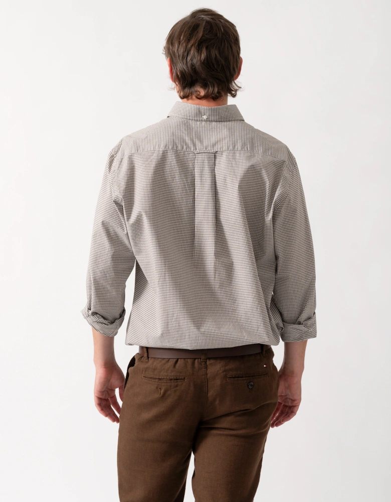 GANT Mens Regular Fit Classic Poplin Gingham Shirt - 260 Faded Taupe