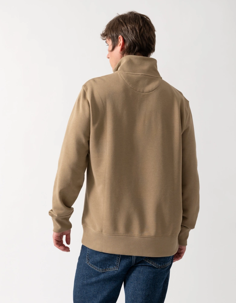 GANT Mens Regular Fit Shield Logo Half Zip Sweatshirt - 264 Light Taupe
