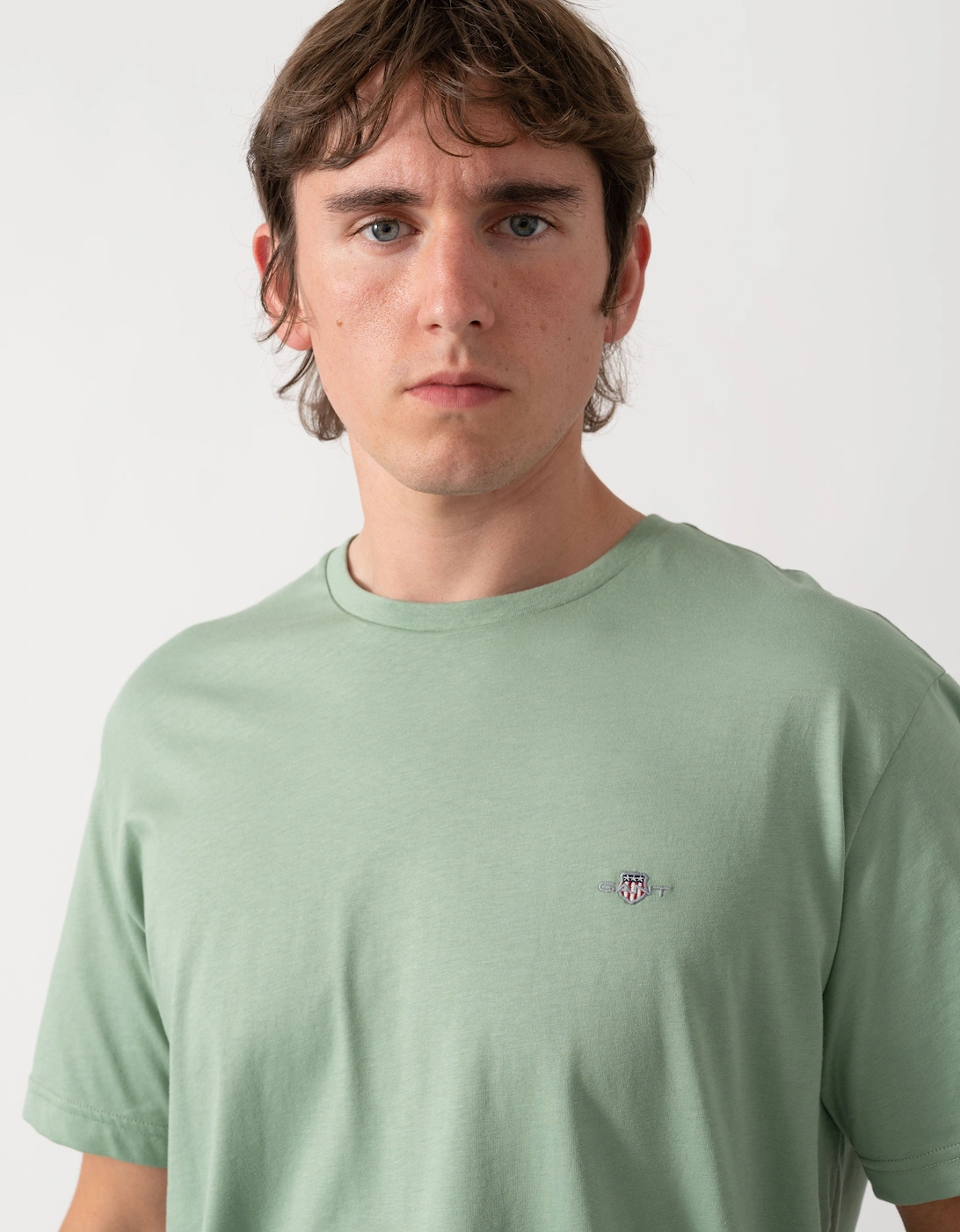 GANT Mens Regular Fit Short Sleeve Shield Logo T-Shirt - 308 Surplus Mint