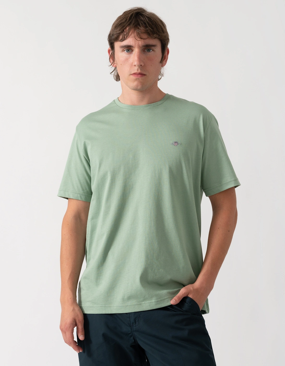 GANT Mens Regular Fit Short Sleeve Shield Logo T-Shirt - 308 Surplus Mint