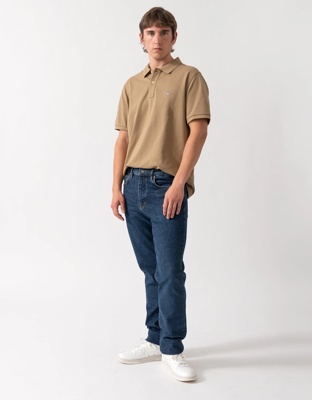 GANT Mens Regular Fit Short Sleeve Shield Logo Pique Polo - 264 Light Taupe