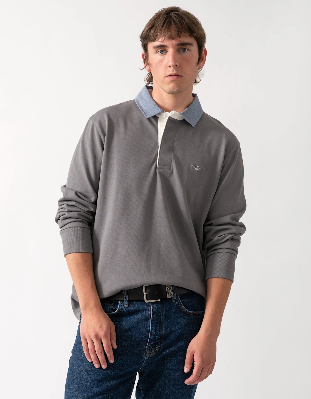 GANT Mens Regular Fit Chambray Heavy Rugger - 38 Mid Grey