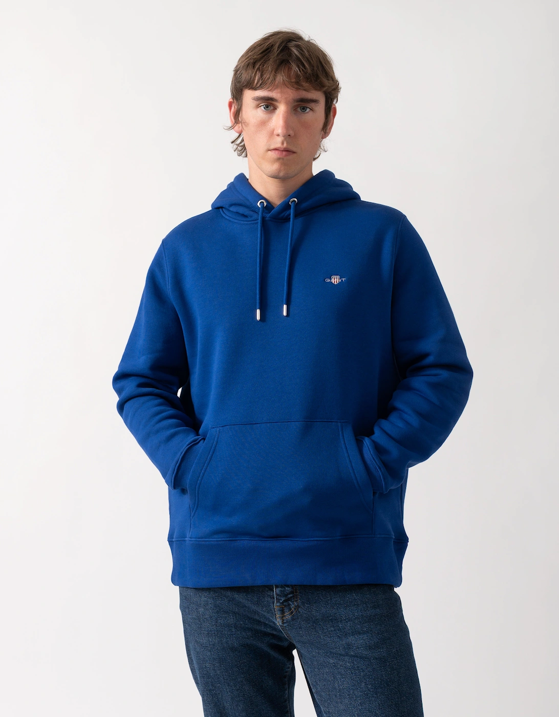 GANT Mens Regular Fit Shield Logo Pullover Hoodie - 435 Crisp Blue, 5 of 4