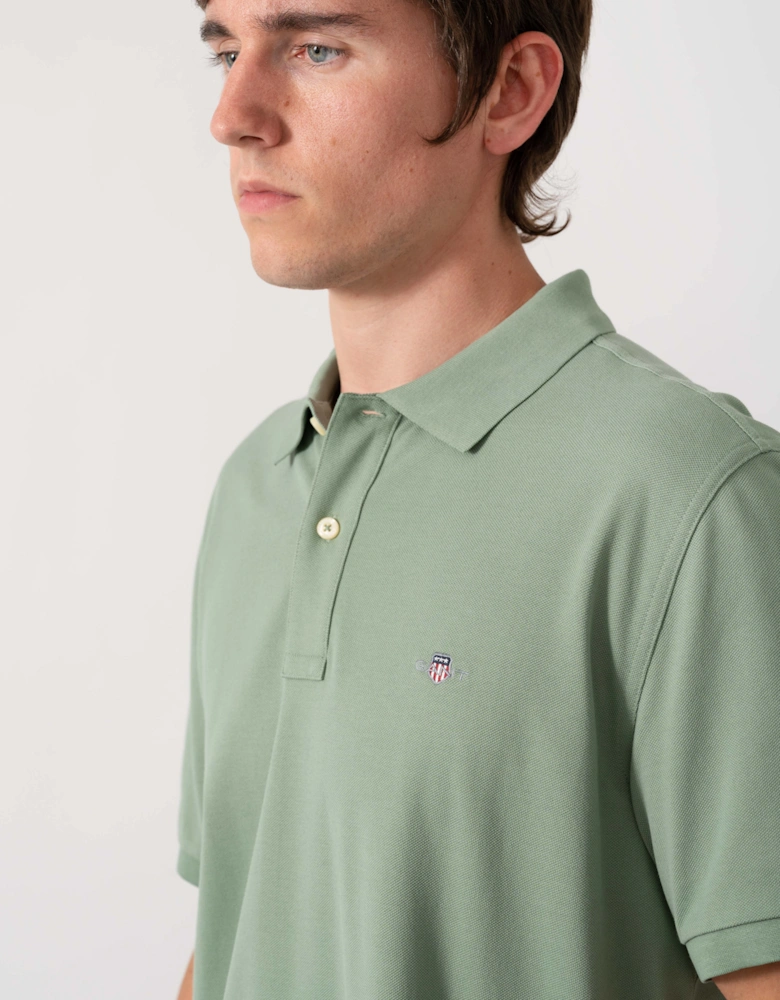 GANT Mens Regular Fit Short Sleeve Shield Logo Pique Polo - 308 Surplus Mint