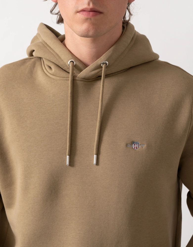 GANT Mens Regular Fit Shield Logo Pullover Hoodie - 264 Light Taupe