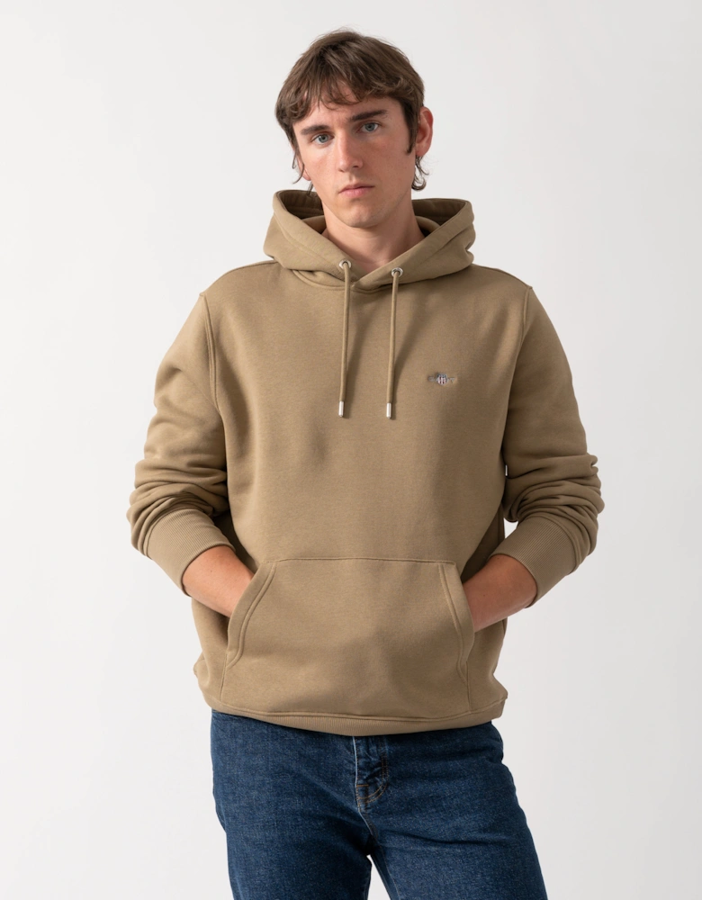 GANT Mens Regular Fit Shield Logo Pullover Hoodie - 264 Light Taupe
