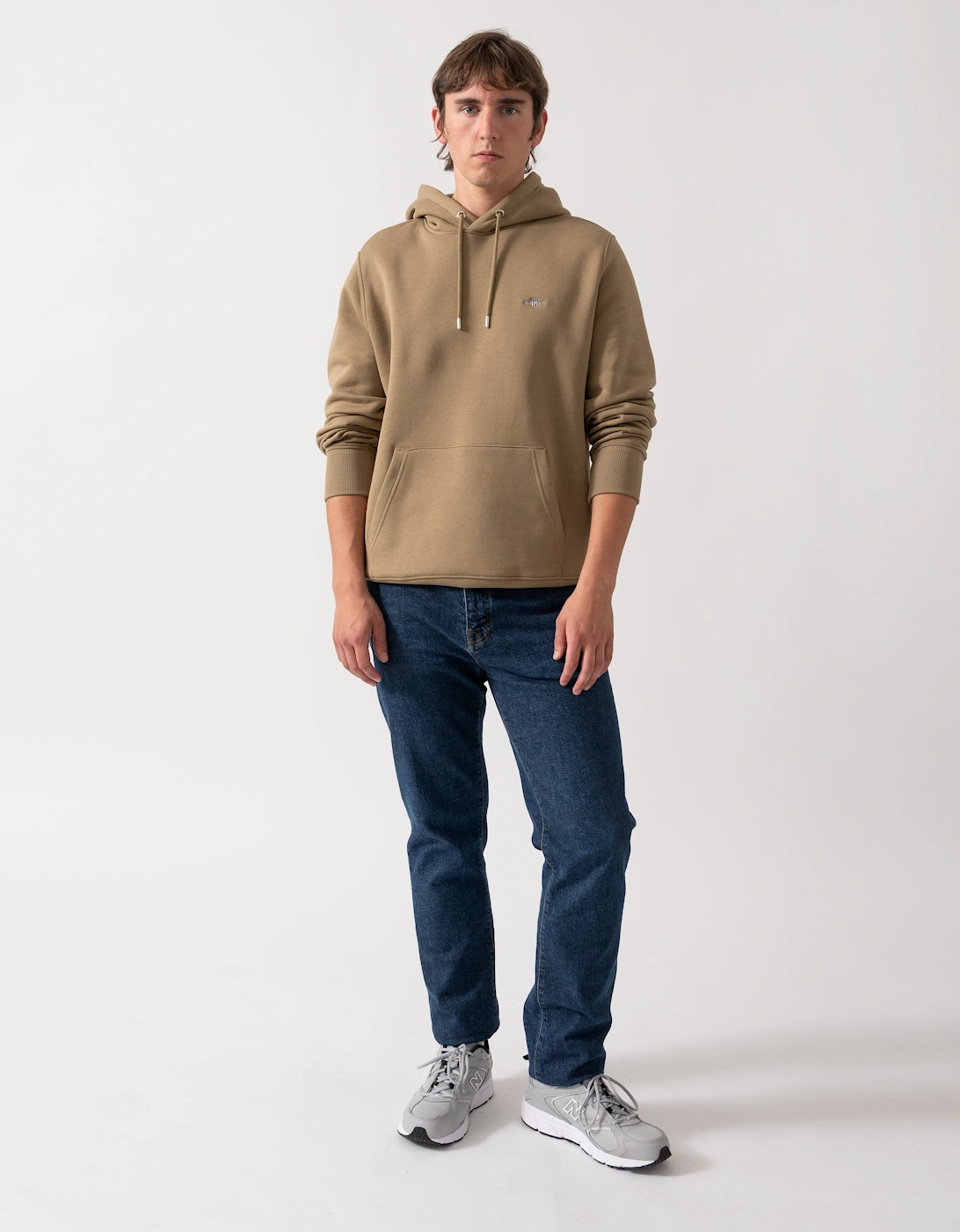 GANT Mens Regular Fit Shield Logo Pullover Hoodie - 264 Light Taupe