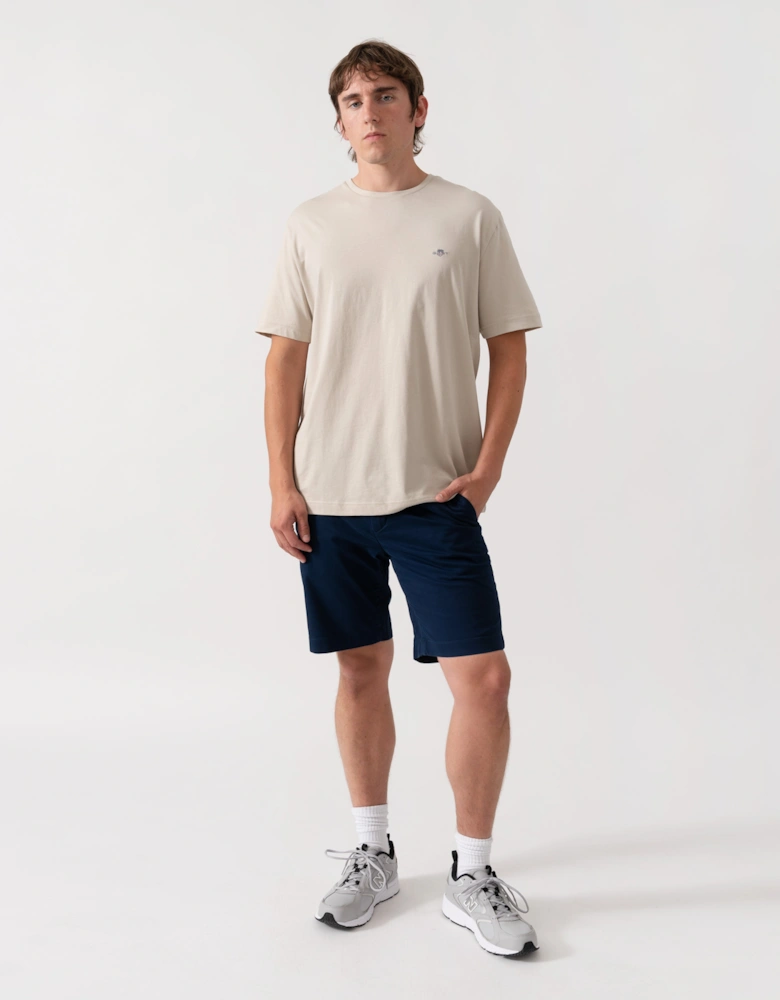 GANT Mens Regular Fit Short Sleeve Shield Logo T-Shirt - 215 Clay Beige