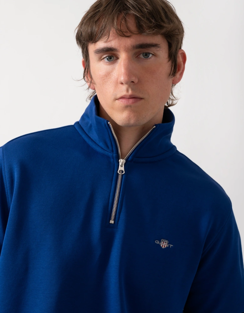 GANT Mens Regular Fit Shield Logo Half Zip Sweatshirt - 435 Crisp Blue