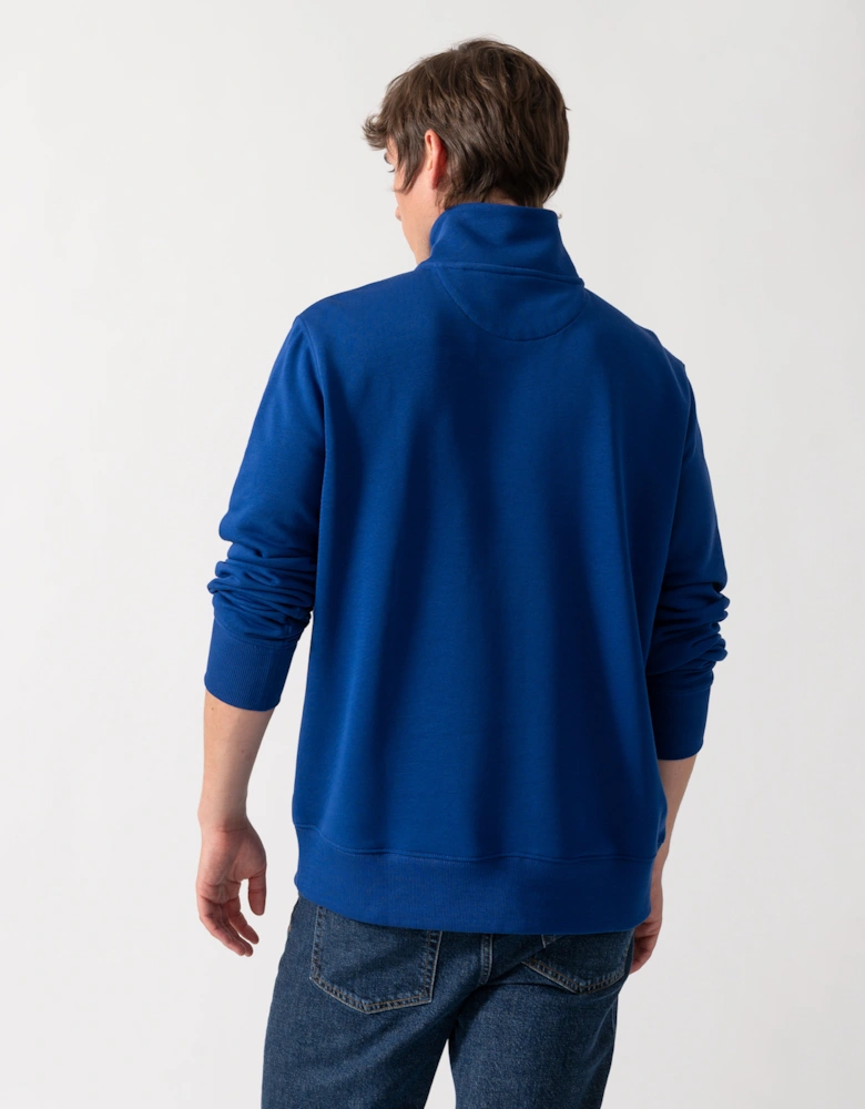 GANT Mens Regular Fit Shield Logo Half Zip Sweatshirt - 435 Crisp Blue