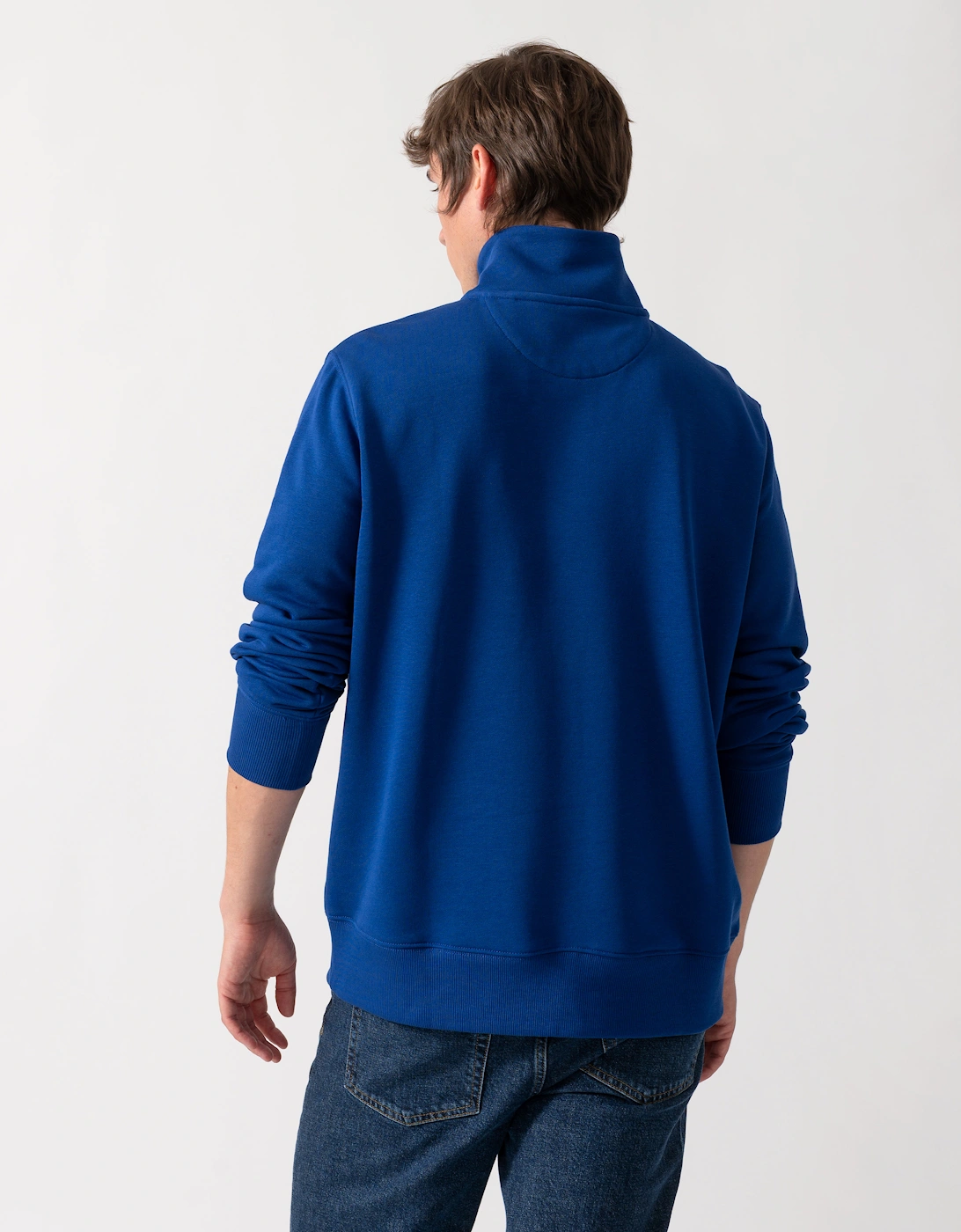 GANT Mens Regular Fit Shield Logo Half Zip Sweatshirt - 435 Crisp Blue