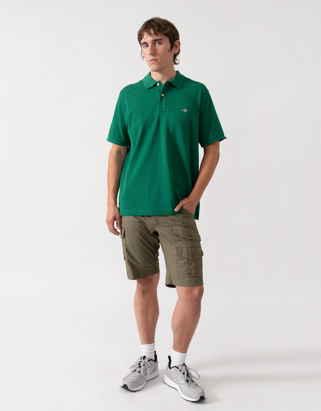 GANT Mens Regular Fit Short Sleeve Shield Logo Pique Polo - 344 Wild Green
