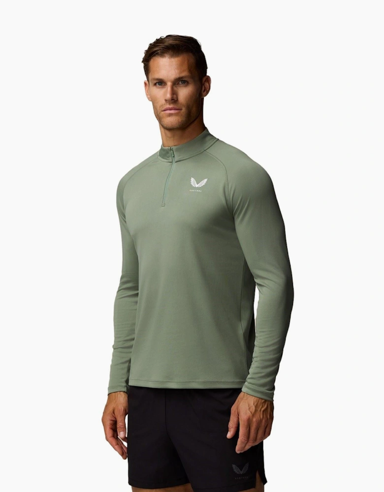 Castore Adapt Training 1/4 Zip Top Polyester Men's Green Activewear T-Shirts