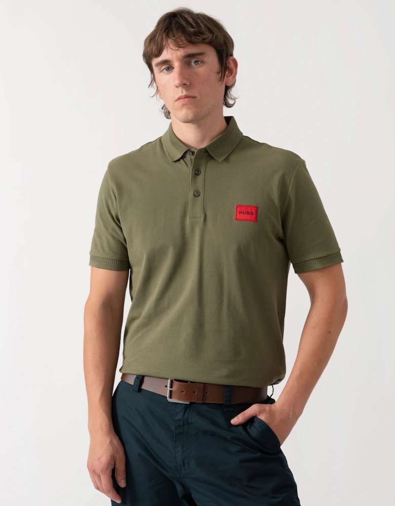 HUGO Dereso222 Mens Cotton Piqué Slim-Fit Polo Shirt with Logo Label - Open Green 388
