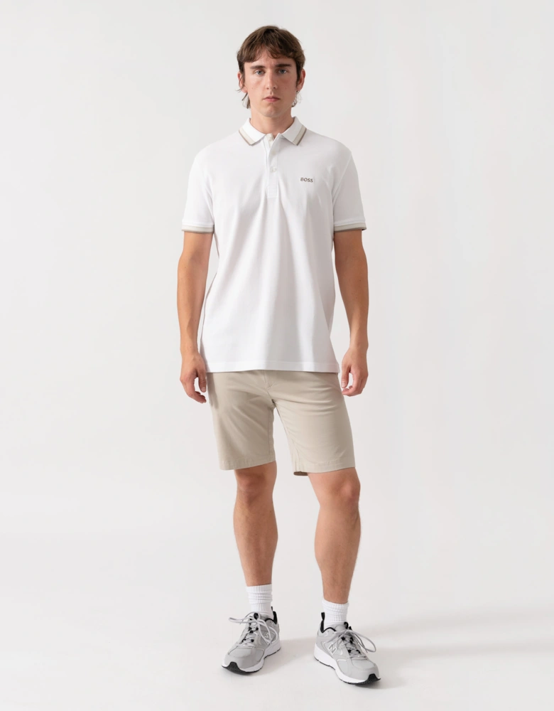 BOSS Green Paddy Mens Cotton-Piqué Polo Shirt with Contrast Logo - Open White 116