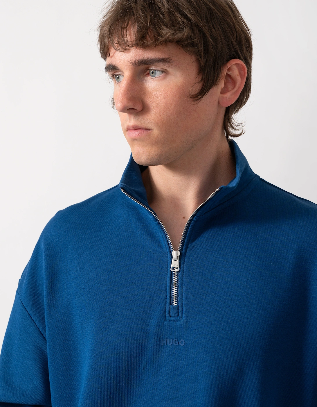 HUGO Durty244 Mens 1/4 Zip Sweatshirt - Open Blue 498