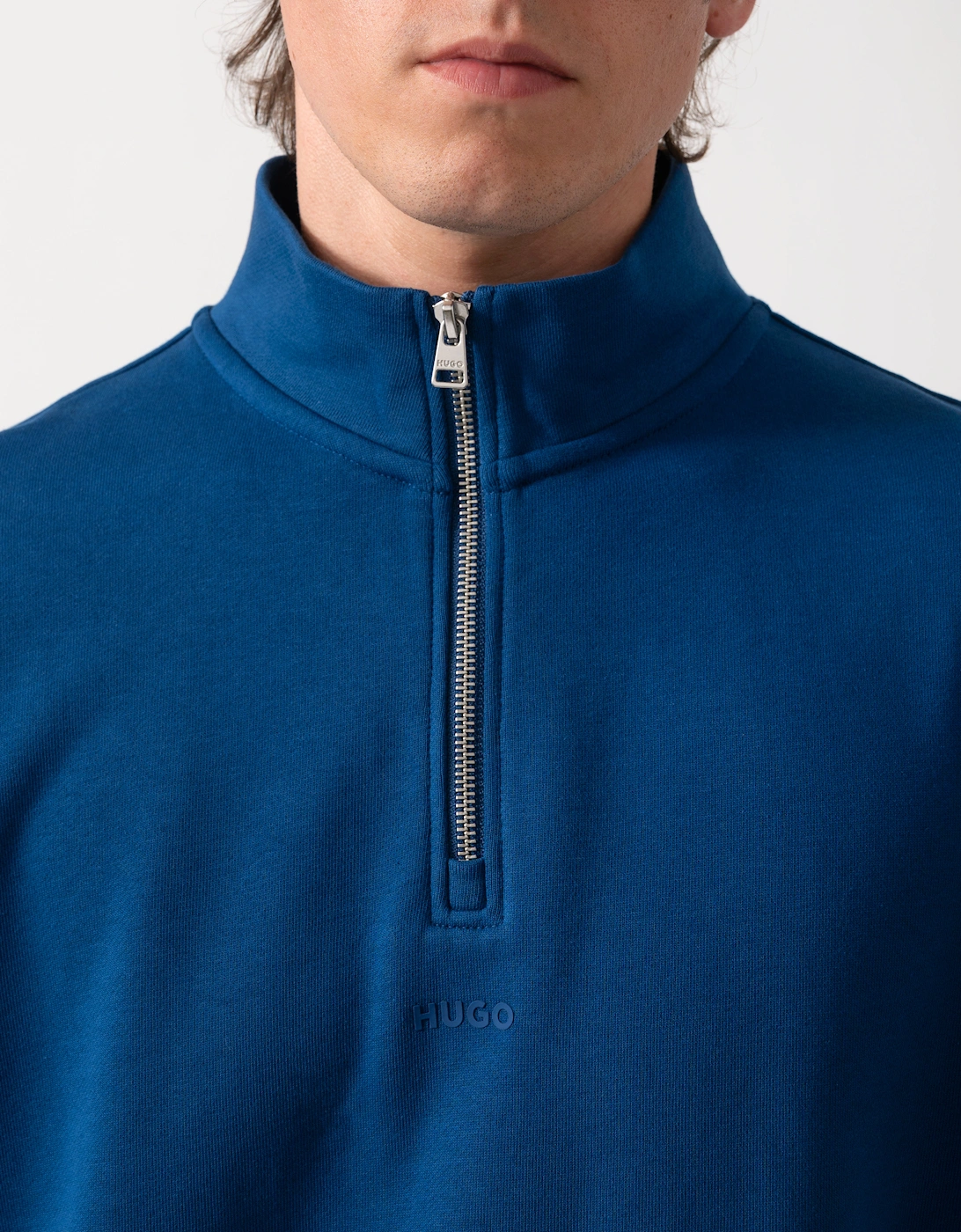 HUGO Durty244 Mens 1/4 Zip Sweatshirt - Open Blue 498
