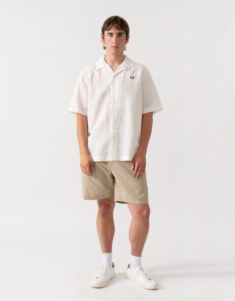 Fred Perry Mens Linen Blend Revere Collar Shirt - Snow White 129