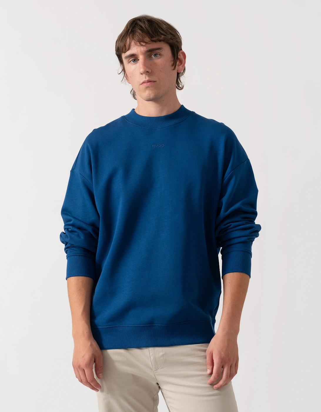 HUGO Dapocrew Mens Crew Neck Sweatshirt - Open Blue 498, 4 of 3