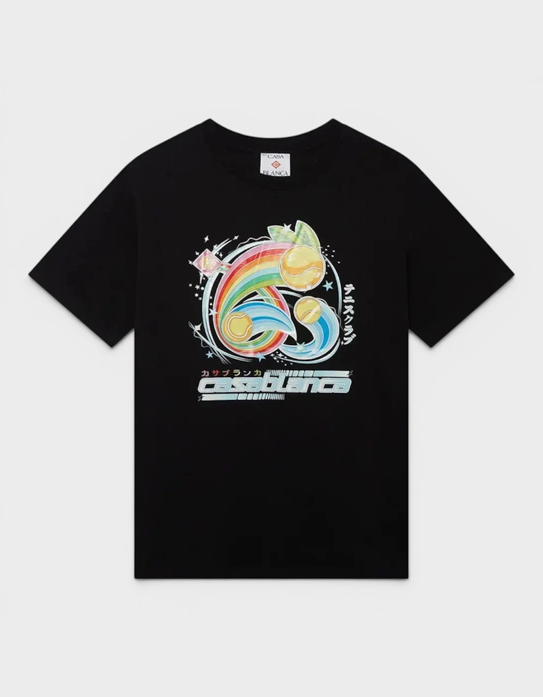 Manga Tennis Ball Printed T-Shirt Black