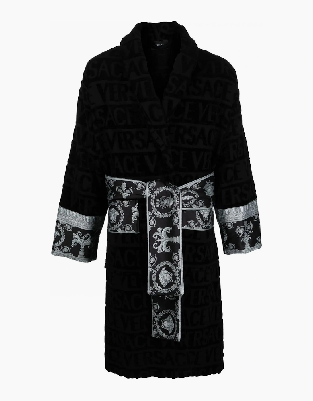 Versace Men's Black Cotton Bathrobe - Size L