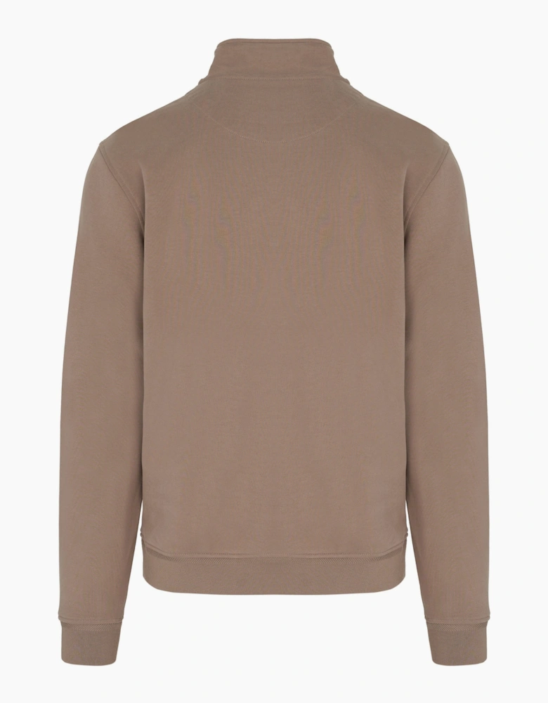Patch Logo 1/4 Zip Sweatshirt Tan