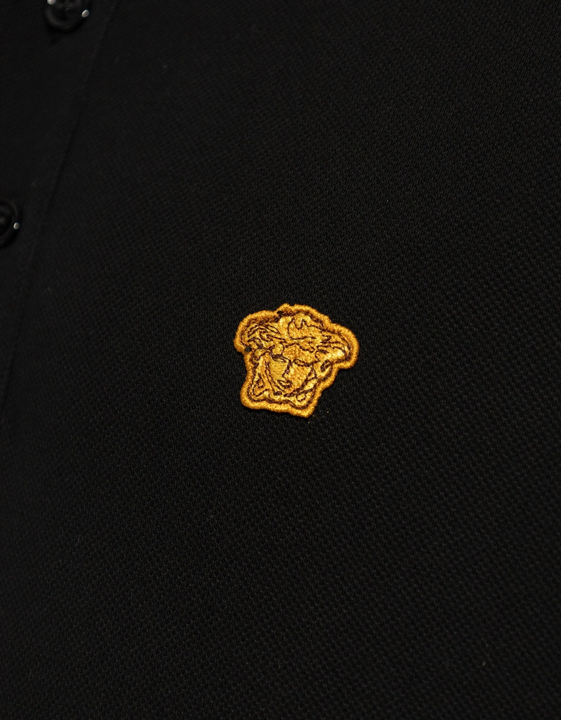 Medusa Embroidery Piquet Polo Black