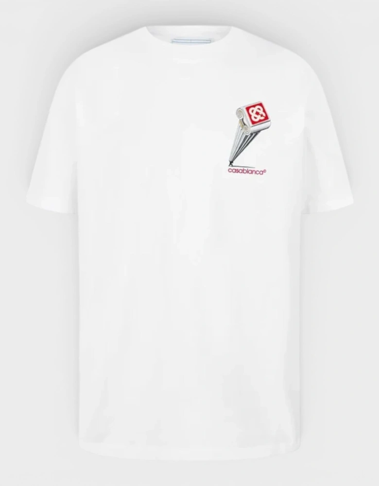 Leaning Column Printed T-Shirt White