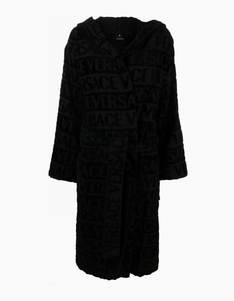Versace Allover Bathrobe Cotton Black